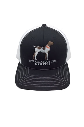 Pointer Dog Trucker Mesh Snapback Hat- Black/White