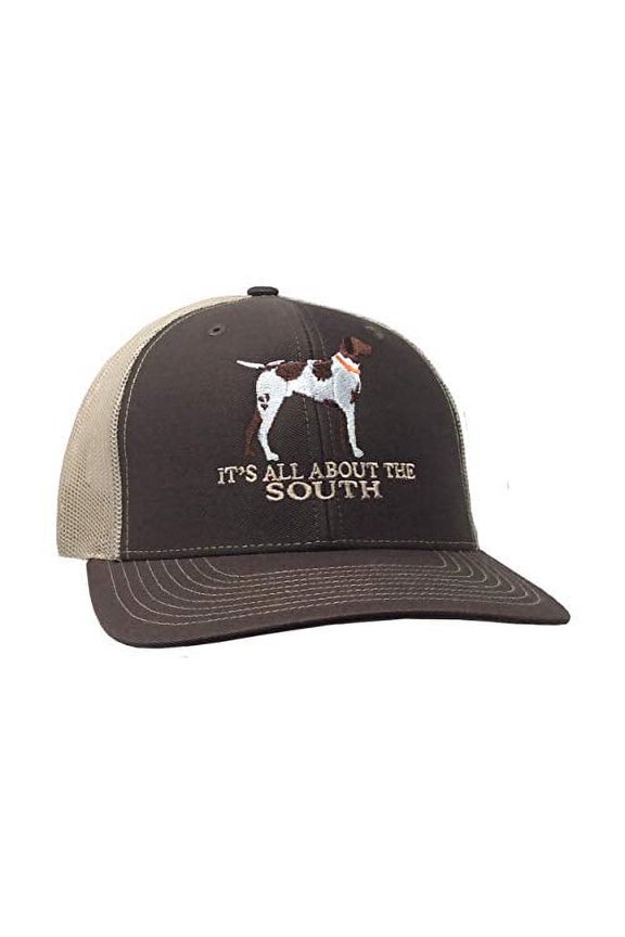 Pointer Dog Trucker Mesh Snapback Hat- Brown- Khaki Mesh