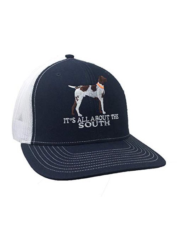 Pointer Dog Trucker Mesh Snapback Hat-Navy-White Mesh