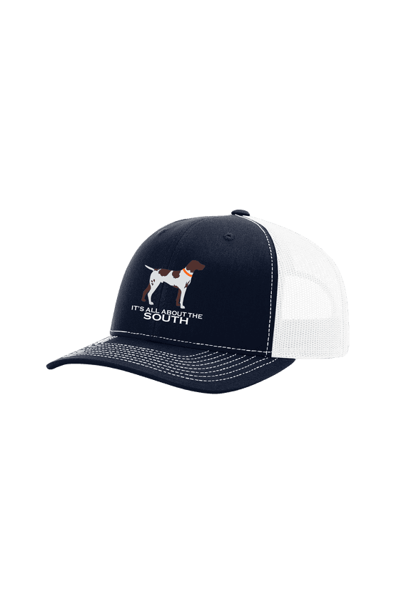 Pointer Mesh Back Trucker Hat-Navy/White