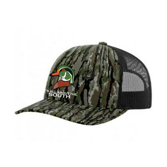 It's All About The South Wood Duck Mesh Back Trucker Hat-Original Camo/Black