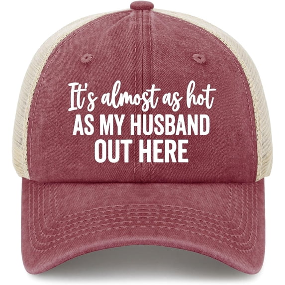 It's Almost As Hot As My Husband Hats for Womens Fashion Washed Distressed Baseball Cap,Deep Rose