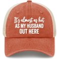 thumbnail image 1 of It's Almost As Hot As My Husband Hats for Womens Fashion Washed Distressed Baseball Cap,Saffron, 1 of 9