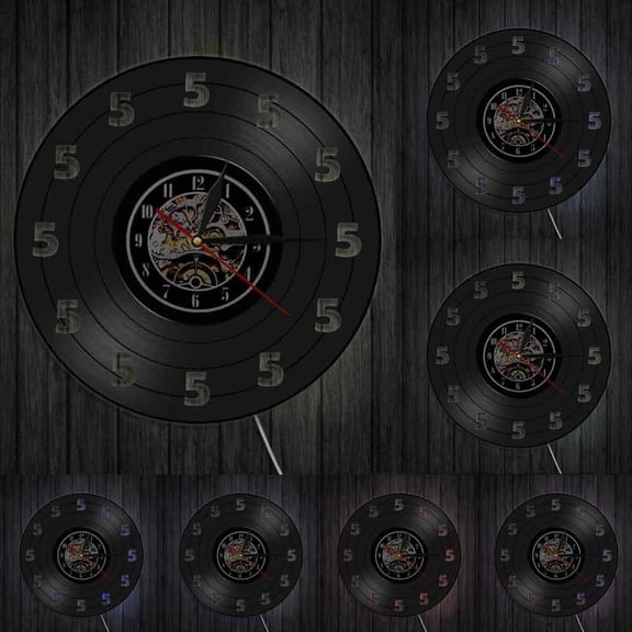 It's Always Five O'Clock Somewhere Wine O'Clock Only 5 Wall Watch Made Of Real Vinyl Record Wall Clock Wine Lover Man Cave Gift With LED