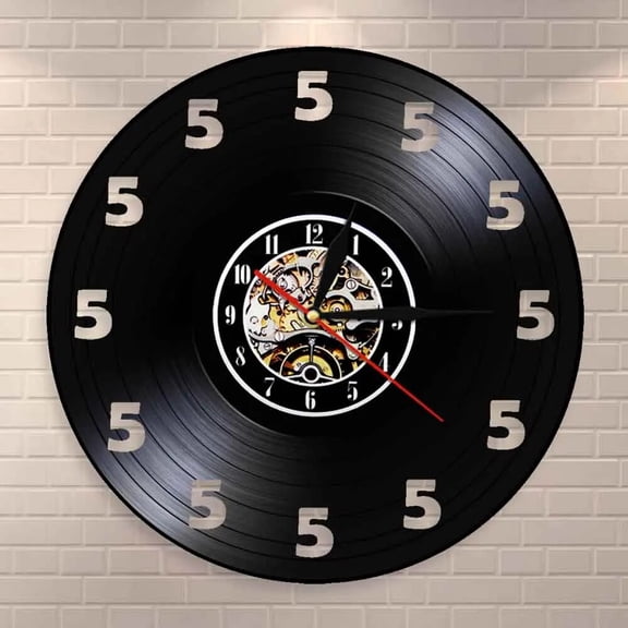 It's Always Five O'Clock Somewhere Wine Vinyl Wall Clock,Vinyl Record Clock Wall Art Black Handmade Art Home Unique Gift idea