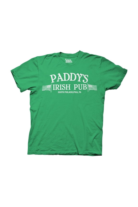 It's Always Sunny in Philadelphia Adult Unisex Paddy's Irish Pub Light Weight 100% Cotton Crew T-Shirt XL Irish Green