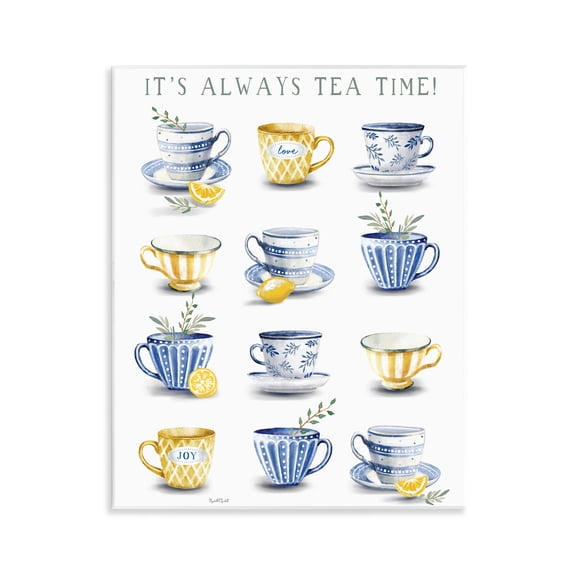 Stupell Industries It's Always Tea Time Wall Plaque Art, design by Elizabeth Tyndall