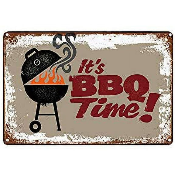 It's BBQ Time Metal Sign Vintage Plaque Wall Decor