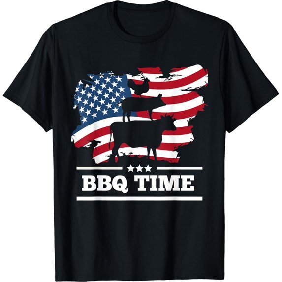 It's BBQ Time Pork Beef or Chicken Smoker American Flag T-Shirt mens t shirt,black,women,funny,misfits,men,journey,t-shirt