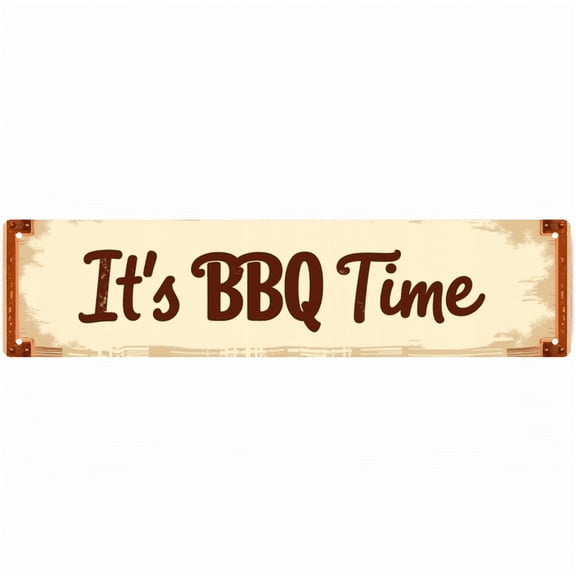 "It's BBQ Time" Tin Sign - 16x4 Inches Grill Decor for Wall, Great for Patio, Backyard, Garage | outdoor sign, patio signs, bar decorations for home