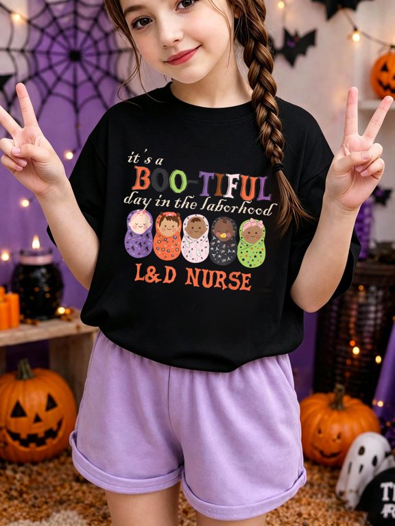 It's BOO-TIFUL Day in The Laborhood L&D Nurse Halloween Kids T-Shirt