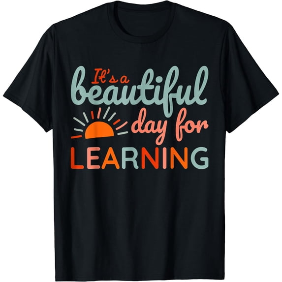 It's Beautiful Day For Learning Retro Teacher Students Women T-Shirt Black Large