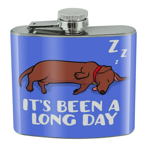 It's Been A Long Day Dog Dachshund Stainless Steel 5oz Hip Drink Kidney Flask