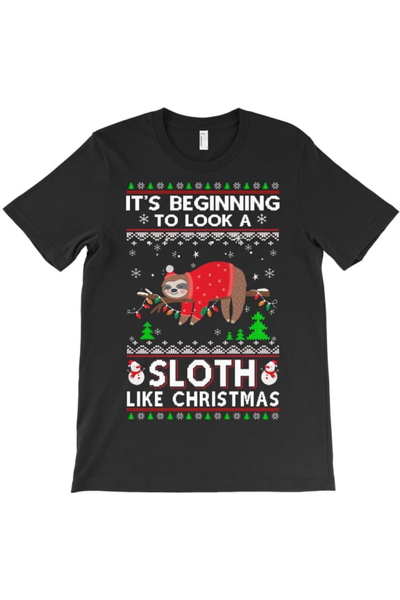 It's Beginning To Look A Sloth Like Christmas Funny Funny Xmas Graphic H39198 T-Shirt, for Men and Women, Up to Size 5XL