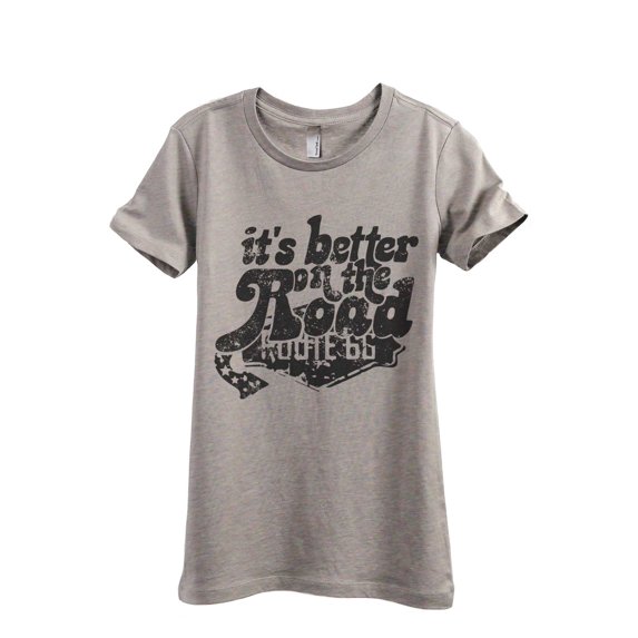 It's Better On The Road Women's Fashion Relaxed T-Shirt Tee Heather Tan X-Large