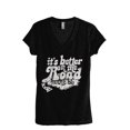 thumbnail image 1 of It's Better On The Road Women's Fashion Relaxed V-Neck T-Shirt Tee Heather Black Medium, 1 of 5