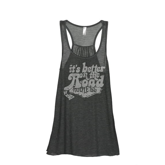 It's Better On The Road Women's Fashion Sleeveless Flowy Racerback Tank Top Charcoal Grey Small