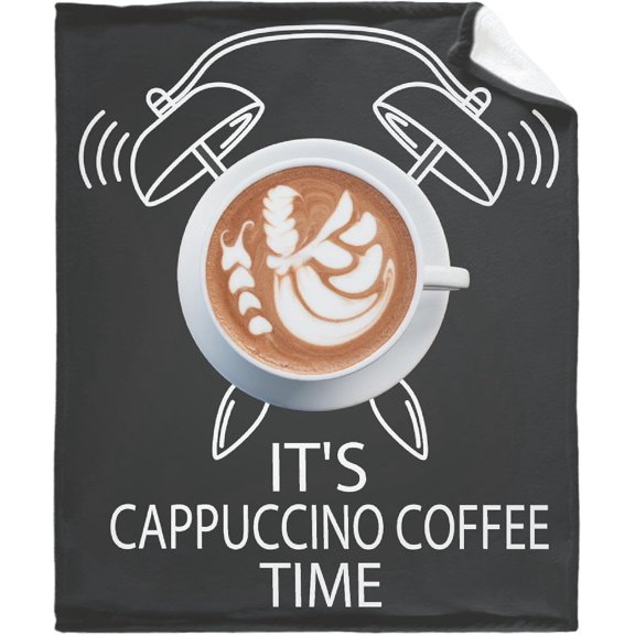 It''s Cappuccino Coffee Time Fleece Flannel Gift Blanket Lightweight Soft Throw Blanket Cute Cozy Blanket for Bed Couch Travel Outdoor 60''''x 80'''' for Adult