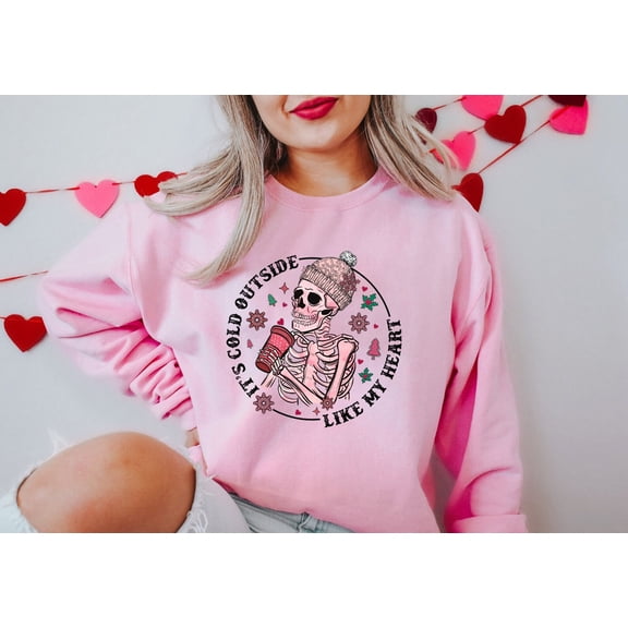 It's Cold Outside Like My Heart Skeleton T-Shirt, Valentines Shirt, Skull T-Shirt, Skeleto