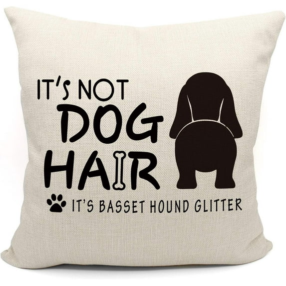 It''s Not Dog Hair It''s Basset Hound Glitter Throw Pillow Case, Dog Lover Gifts, Funny Basset Hound Ass Decor, Basset Hound Lover Gift,18 x 18 Inch Linen Cushion Cover for Sofa Couch Bed