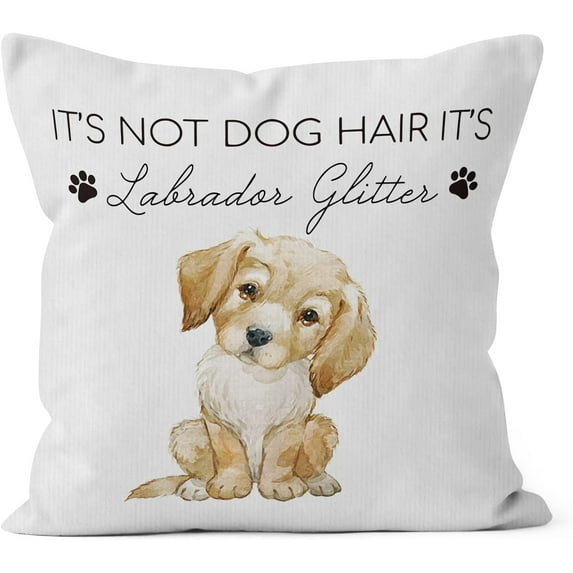 It''s Not Dog Hair It''s Labrador Glitter Decorative Pillowcase Throw Pillow Cover, Funny Labrador Dog Quote for Sofa Bed Room Home Couch Decor 18 x 18 Inch Pillow Case