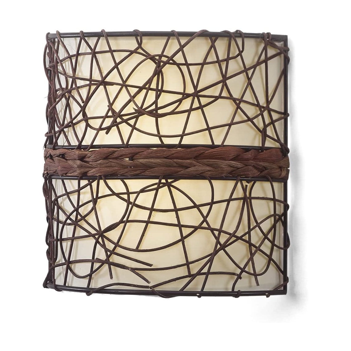 Catalina Brown Wicker LED Battery-Powered Wall Sconce