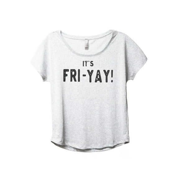 It's FRI-YAY Women's Fashion Slouchy Dolman T-Shirt Tee Heather White 3X-Large