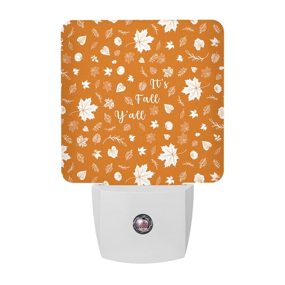 Its Fall LED Night Light, Yall Pumpkin Maple Leaf Orange Fall Night Lights plug into Wall with Smart Sensor Dusk to Dawn Sensor for Nursery Bedroom 2.95x4.5in