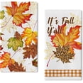 thumbnail image 1 of It‘s Fall Y‘All Maple Leaves Kitchen Dish Towel Set of 2, Watercolor Thanksgiving Leopard Leaf Fingertip Towel Hand Drying Baking Cooking Cloth, Autumn Seasonal Home Farmhouse Decoration 18x26, 1 of 6