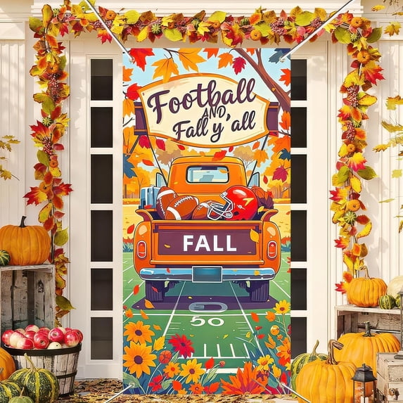 It’s Fall Y’all Door Cover Thanksgiving Backdrop Pumpkin Sunflower Baby Cow 71x35 Inch Cute Autumn Banner for Porch Wall Decor Fall Farm Party Photo Booth Props