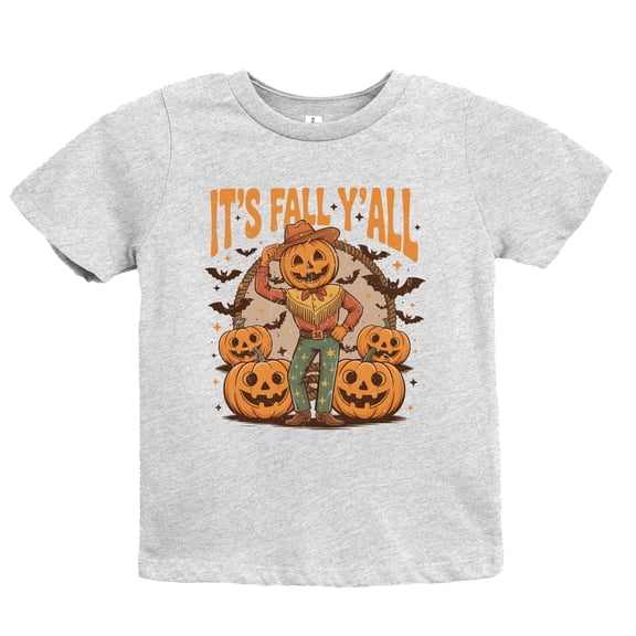 It's Fall Y'all Pumpkin Cowboy - Youth Short Sleeve Graphic T-Shirt and Toddler Short Sleeve Graphic T-Shirt