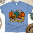 thumbnail image 1 of It’s Fall Y’all Pumpkin Graphic T-Shirt Leopard Print Autumn Tee, CarolinaBlue, Size XL, 1 of 6
