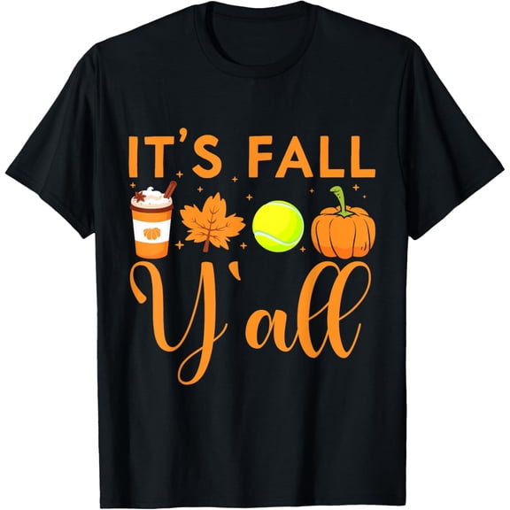 It's Fall Y'all Pumpkin Leaf Latte Fall Tennis T-Shirt