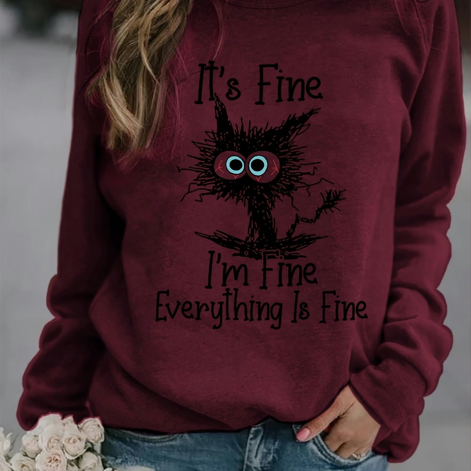 Cat store print sweatshirt