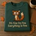 thumbnail image 1 of It's Fine I'm Fine Everything Is Fine Embroidered Sweatshirt, Funny Fox Anxiety Hoodie, Sarcastic Meme Crewneck Gift, 1 of 4