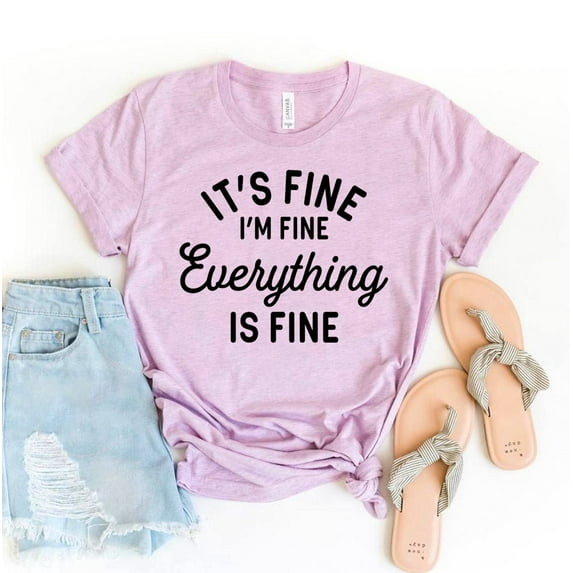 It's Fine I'm Fine Everything is Fine T-shirt Introvert Shirt Workout Gift Mental Health Top Anxiety Tshirt Women's Awkward Tee Motivational Shirts
