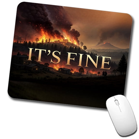 It's Fine Raging Fire Funny Mouse Pad Low Profile Gaming Mat