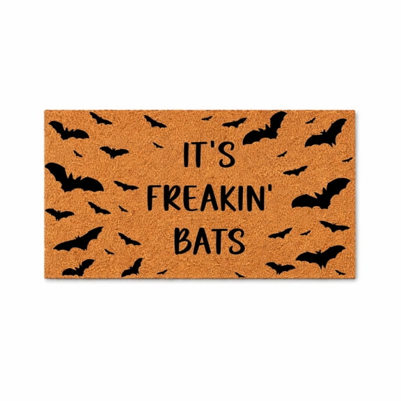Its Freakin Bats Doormat, Halloween Bat Silhouette Outdoor Entry Mat (24x36 inches) WoodByStu 5529