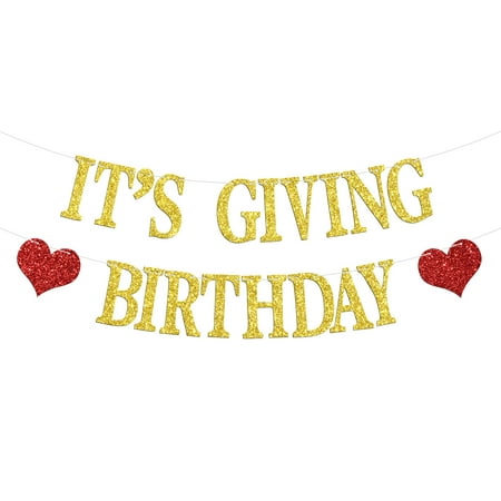 It's Giving Birthday Banner, Happy Birthday Hanging Decorations, Glittery Birthday Party Decorations Supplies