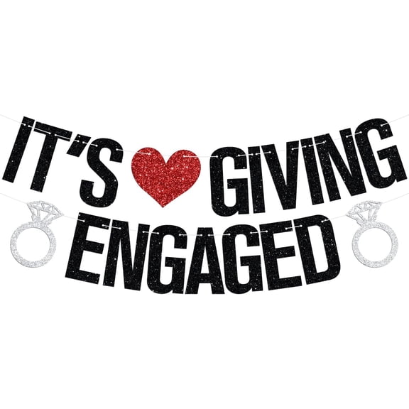 It’s Giving Engaged Banner, Happy Engagement Hanging Decorations, Bridal Shower Wedding Engagement Bachelorette Party Decorations Supplies