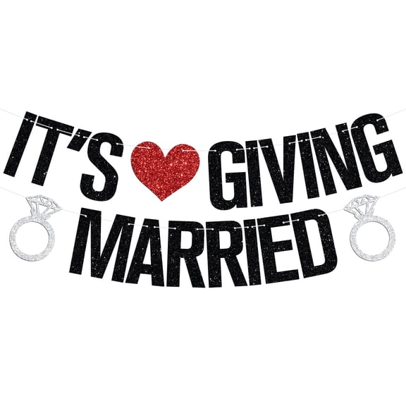 Its Giving Married Banner, Bridal Shower Hanging Decorations, Just Married/Bride to Be, Wedding Engagement Bachelorette Party Decorations Supplies