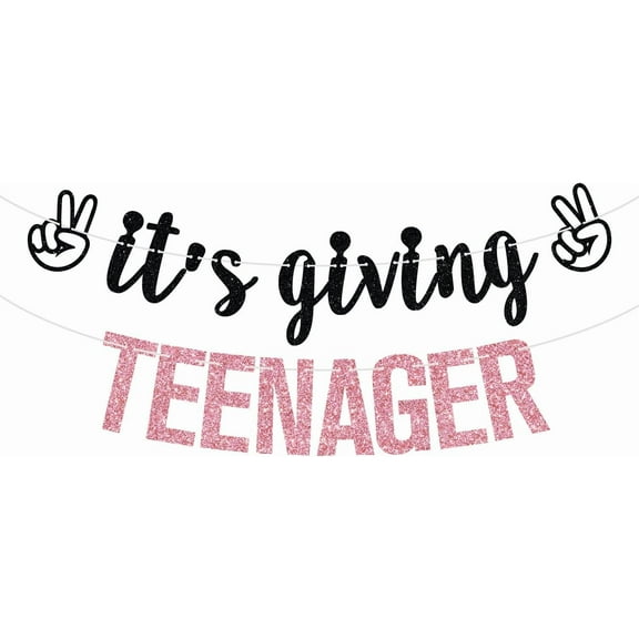 It's Giving Teenager Banner, Bruh I'm 13, Official Teenager, Hello Thirteen, Happy 13th Birthday Party Decorations Supplies for Girls