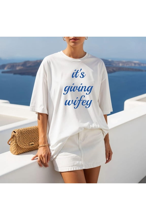 It's Giving Wifey T-EE, minimalist aesthetic bride shirt, engageM-ent gift, wedding day A-pparel, honeymoon outfit, newlywed just married