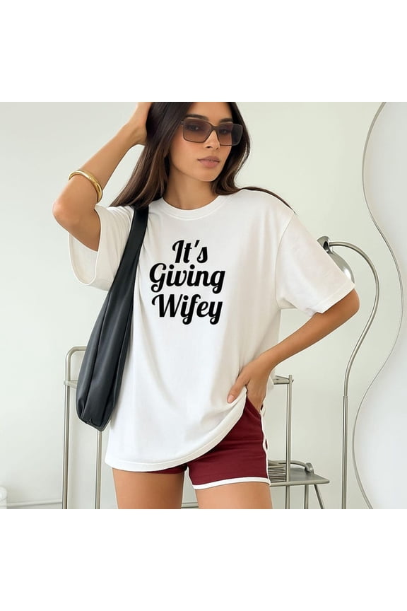 It's Giving Wifey T-EE, minimalist aesthetic bride to be shirt, honeymoon outfit, wedding day top, newlywed A-pparel, bridal shower gift