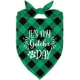 thumbnail image 1 of It''s My Gotcha Day Dog Bandana, Dog Bandana, Green Buffalo Plaid Pet Scarf, Pet Dog Scarf Accessories, Pet Dog Triangle Scarf, Dog Bandana for Dogs, Funny Cute Dog Bandana (C64), 1 of 4