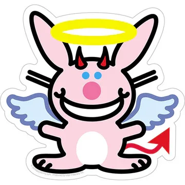 It's Happy Bunny Angel Devil 5.3"x5.6" Sticker
