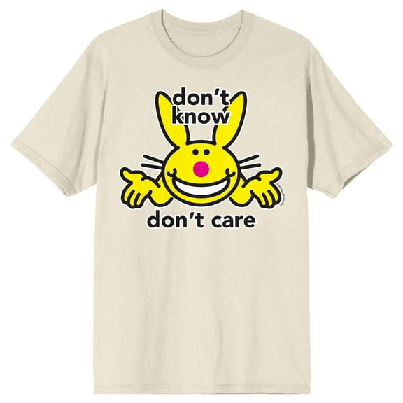 It's Happy Bunny Don't Know, Don't Care Men's Natural Short Sleeve Tee-XXL