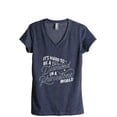 thumbnail image 1 of It's Hard To Be A Diamond In A Rhinestone World Women's Fashion Relaxed V-Neck T-Shirt Tee Heather Navy Medium, 1 of 3