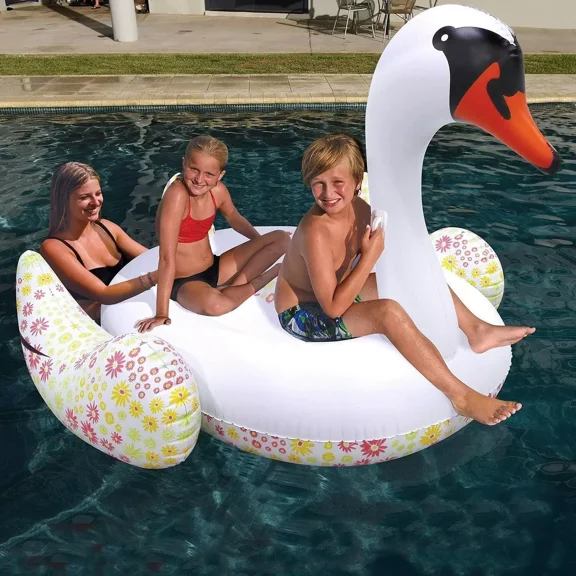 It's Huge Inflatable Swan Durable 16 Gauge Pool Lake River Float 74 x 74 x 53