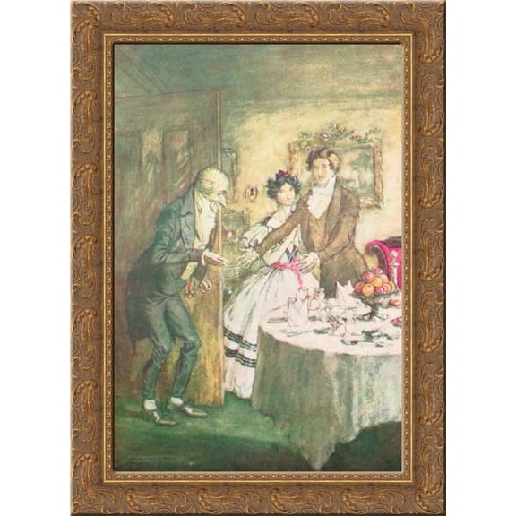 It's I, your uncle Scrooge. I have come to dinner. Will you let me in, Fred 20x24 Gold Ornate Wood Framed Canvas Art by Rackham, Arthur